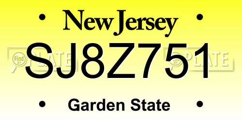 SJ8Z751 New Jersey License Plate