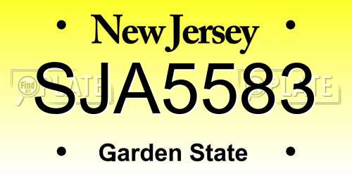 SJA5583 New Jersey License Plate