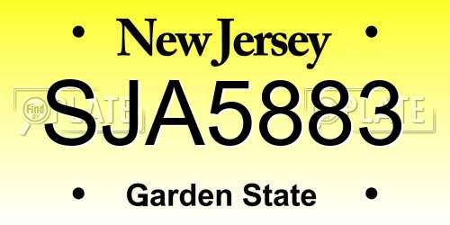 SJA5883 New Jersey License Plate