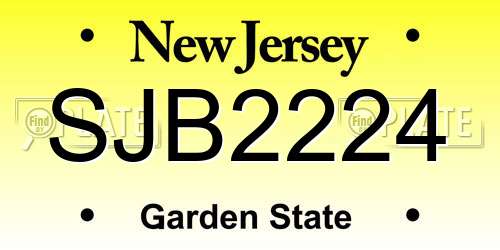 SJB2224 New Jersey License Plate