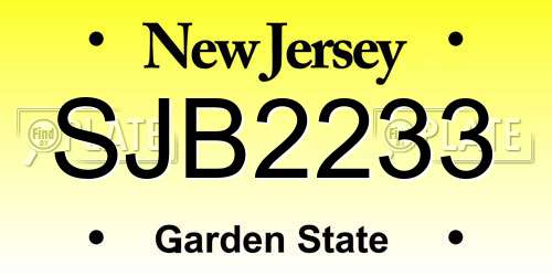 SJB2233 New Jersey License Plate