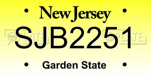SJB2251 New Jersey License Plate
