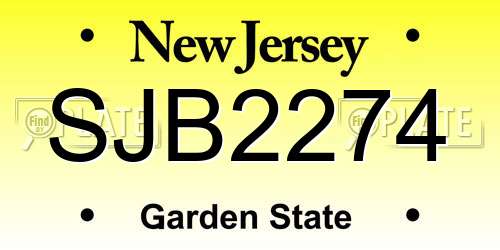 SJB2274 New Jersey License Plate