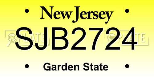 SJB2724 New Jersey License Plate