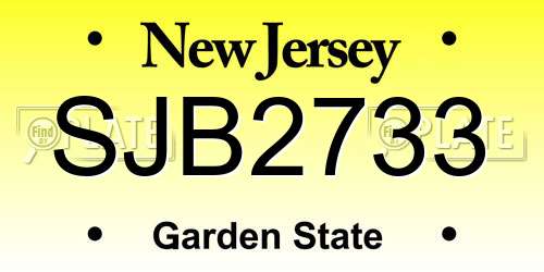 SJB2733 New Jersey License Plate