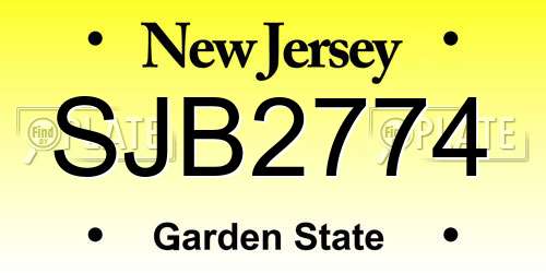 SJB2774 New Jersey License Plate