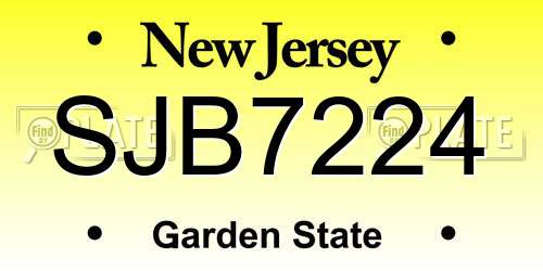SJB7224 New Jersey License Plate
