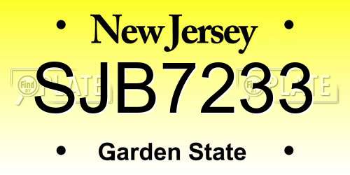 SJB7233 New Jersey License Plate