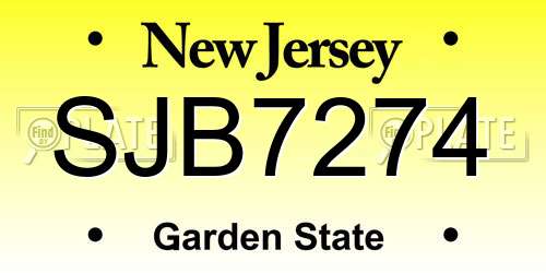 SJB7274 New Jersey License Plate
