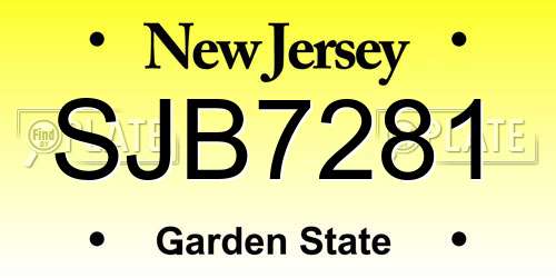 SJB7281 New Jersey License Plate