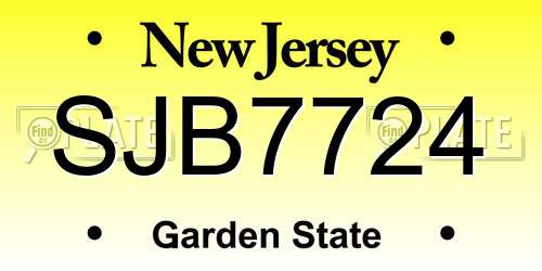 SJB7724 New Jersey License Plate
