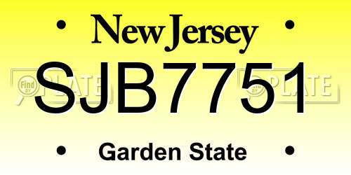 SJB7751 New Jersey License Plate