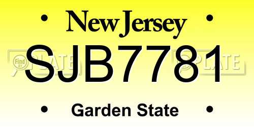 SJB7781 New Jersey License Plate