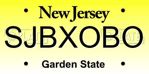 SJBXOBO New Jersey License Plate