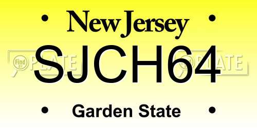 SJCH64 New Jersey License Plate