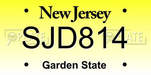 SJD814 New Jersey License Plate