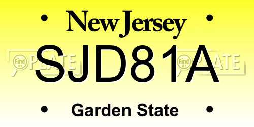 SJD81A New Jersey License Plate