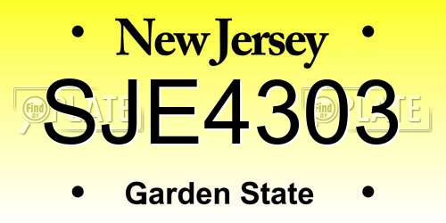SJE4303 New Jersey License Plate