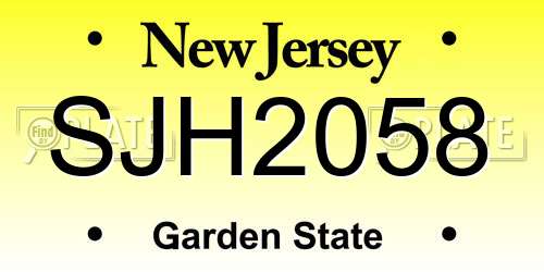 SJH2058 New Jersey License Plate