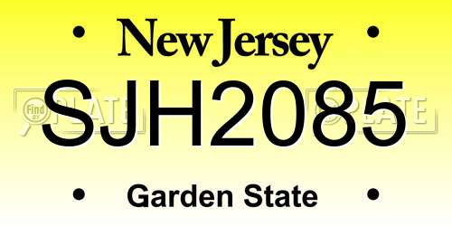 SJH2085 New Jersey License Plate