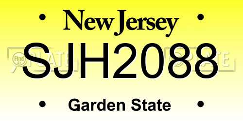 SJH2088 New Jersey License Plate
