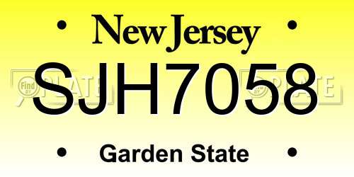 SJH7058 New Jersey License Plate