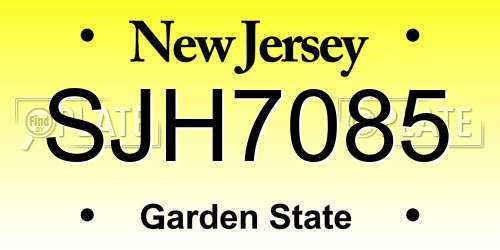 SJH7085 New Jersey License Plate