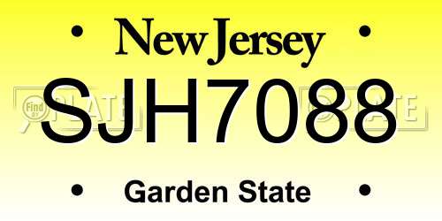 SJH7088 New Jersey License Plate