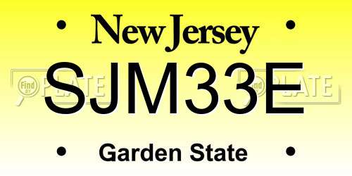 SJM33E New Jersey License Plate