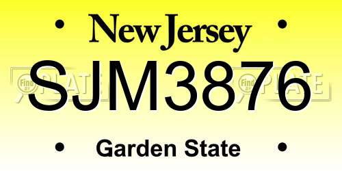 SJM3876 New Jersey License Plate