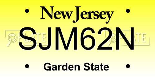 SJM62N New Jersey License Plate