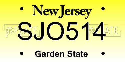 SJO514 New Jersey License Plate