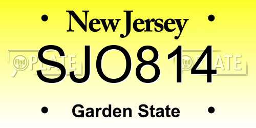 SJO814 New Jersey License Plate