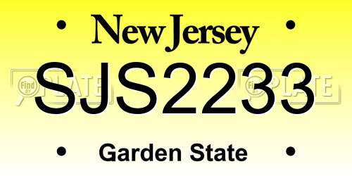 SJS2233 New Jersey License Plate