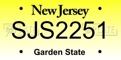 SJS2251 New Jersey License Plate