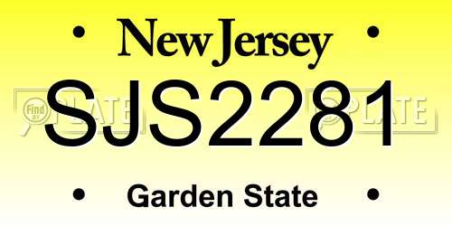 SJS2281 New Jersey License Plate