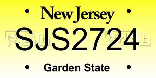 SJS2724 New Jersey License Plate