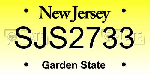 SJS2733 New Jersey License Plate