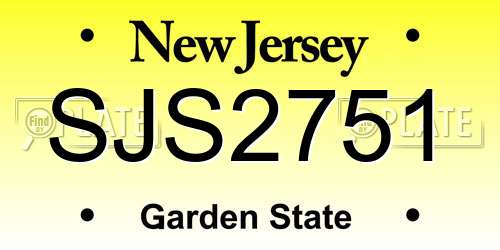 SJS2751 New Jersey License Plate