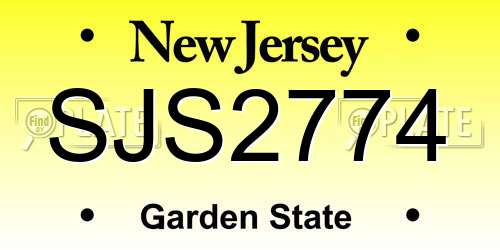 SJS2774 New Jersey License Plate