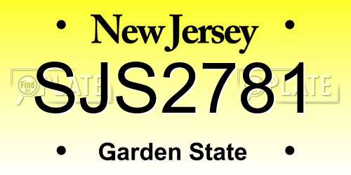 SJS2781 New Jersey License Plate