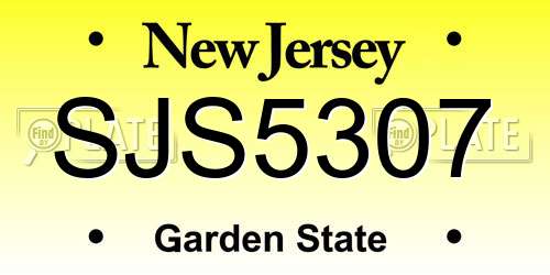 SJS5307 New Jersey License Plate