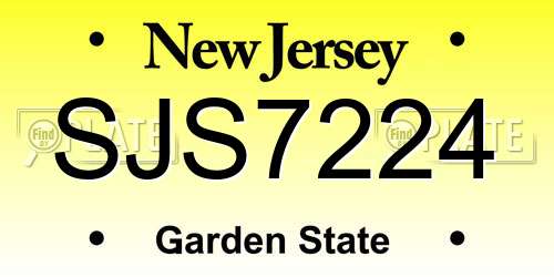 SJS7224 New Jersey License Plate