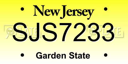 SJS7233 New Jersey License Plate