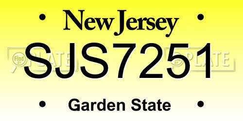 SJS7251 New Jersey License Plate