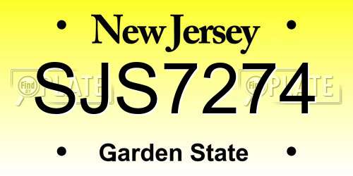 SJS7274 New Jersey License Plate
