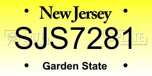 SJS7281 New Jersey License Plate