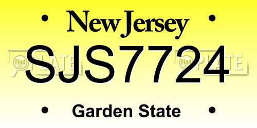 SJS7724 New Jersey License Plate