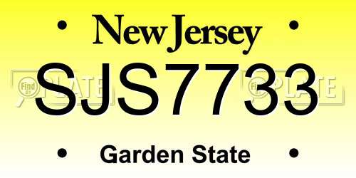 SJS7733 New Jersey License Plate