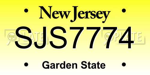 SJS7774 New Jersey License Plate